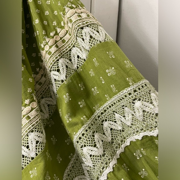 Free People NWT Sweet SW Embroidered Mini Dress in Olive Moss Green BUST 35.5” - Picture 10 of 16